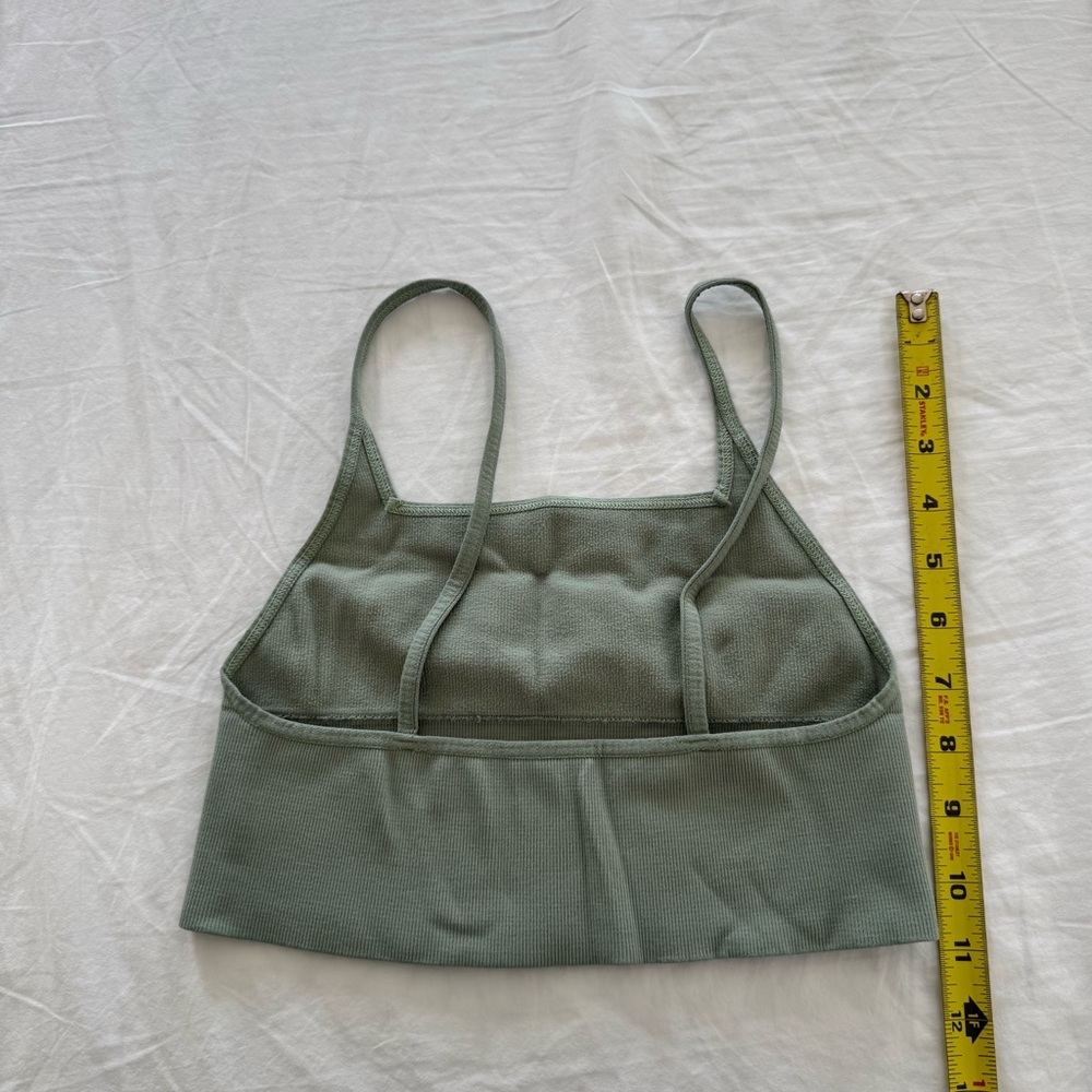 Free People Bundle - Spaghetti Straps Cropped Bra Tops Sage Green + Mauve Brown - Picture 7 of 12